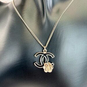 CHANEL Camelia Flower Cc Logo Necklace